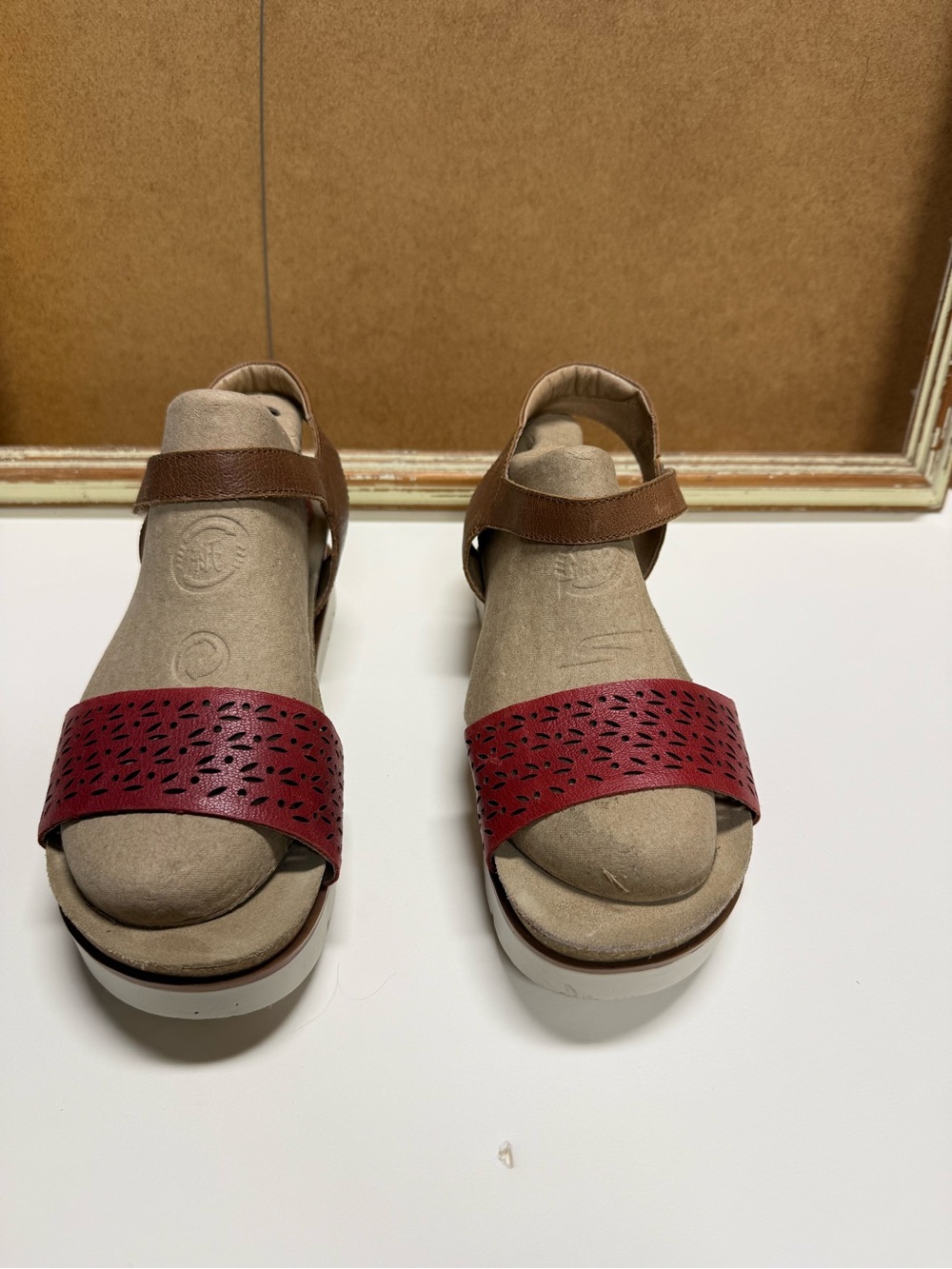 Joseph Seibel Women's Red and Brown Comfort Sandals.